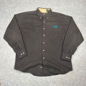 CM & Company Mens Large Black Airgas Embroidered Button Down Work Shirt Cotton